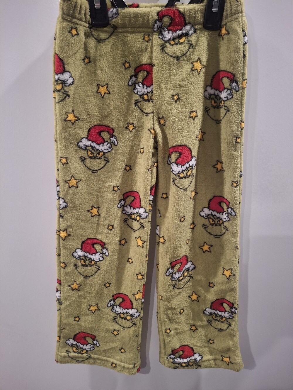 Kids Plush Holiday Pajama Pants - Green with Red Accent